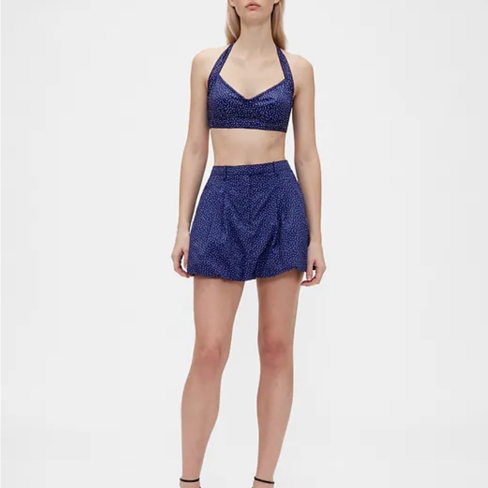 Blue + White Polka Dot Bubble Skort